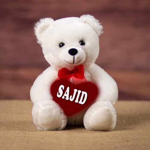 Sajid Name Dp - white bear with heart
