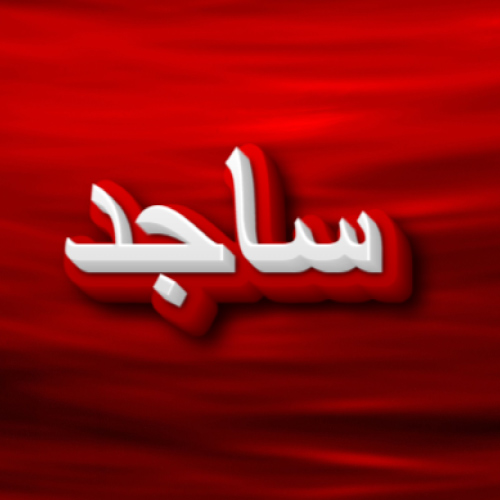 Sajid Urdu Name Photo - red white 3d text