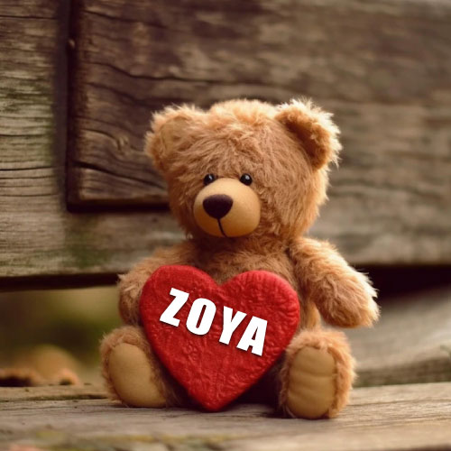Zoya Name Pic - teddy bear with red heart