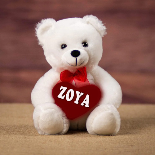 Zoya Name Photo - white bear with heart