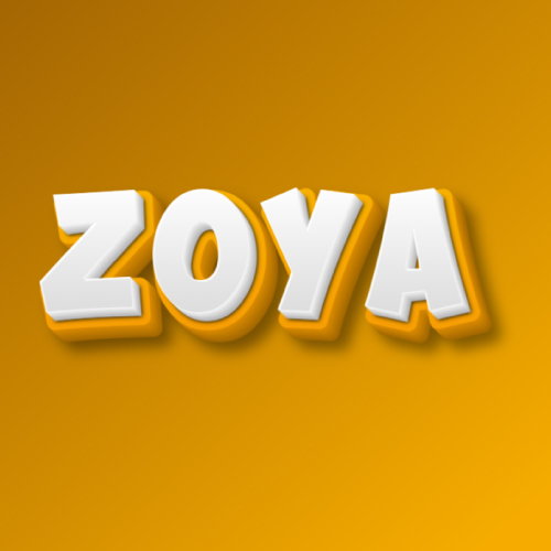 Zoya Name - white yellow 3d text