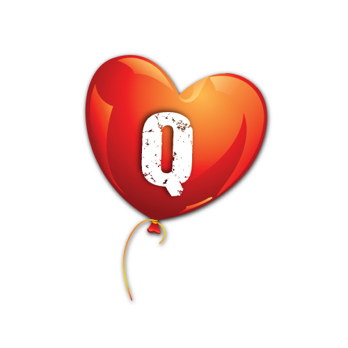 Q Name Pic - balloon heart