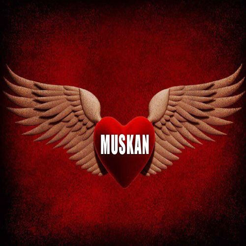 Muskan Name Picture - flying red heart