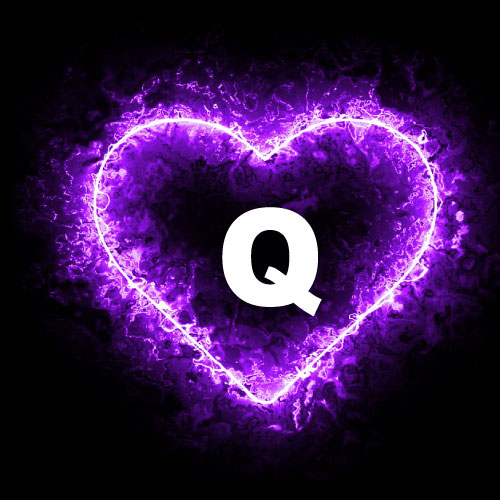 Q Name Dp - glowing heart