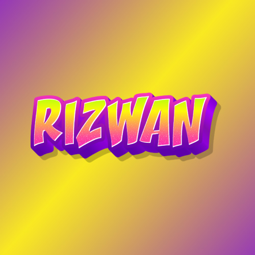 gradient 3d text photo Rizwan Name Dp - gradient 3d text