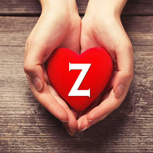 Z Name Image - heart in hand