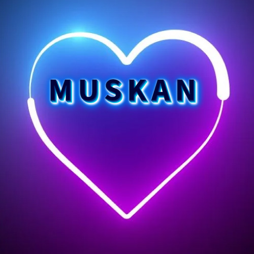 Muskan Name Image - heart with 3d text
