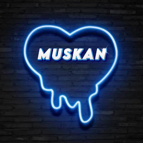 Muskan Name Picture - neon heart on wall