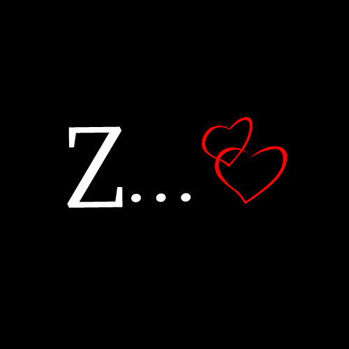 Z Name Image - red outline heart