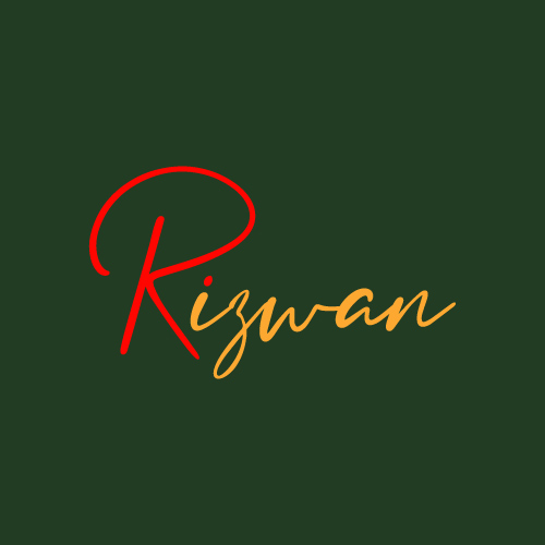 red yellow stylish text Rizwan Name Picture - red yellow text