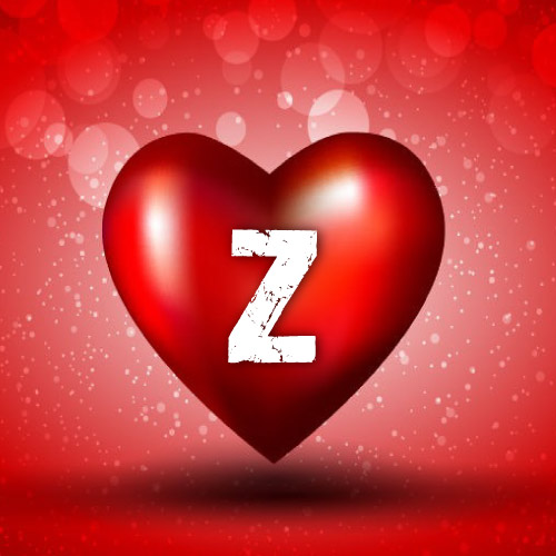 Z Name Picture - red 3d heart