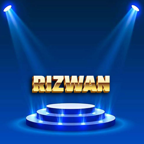 lighting background with text Rizwan Name Photo - shining background with golden text