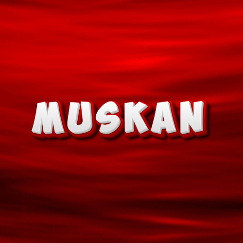 Muskan Name Image - white red 3d text