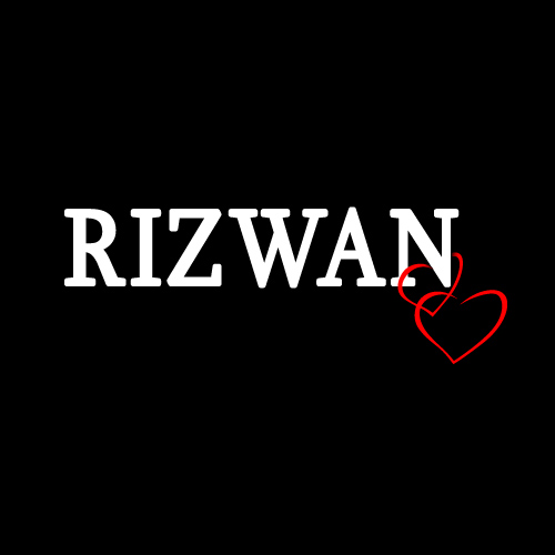 text with red heart Rizwan Name Dp - Heart with text