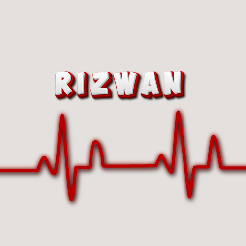 red outline with 3d text Rizwan Name for facebook