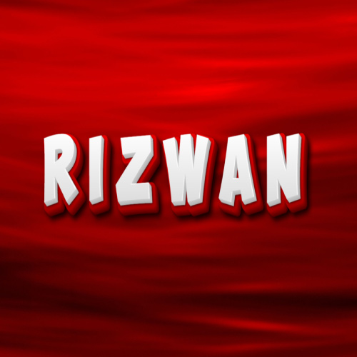 red white 3d text Rizwan Boy Name - red white 3d text