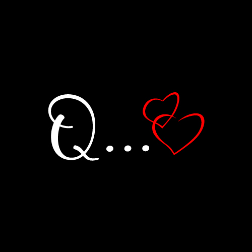 Q Letter - text with outline heart