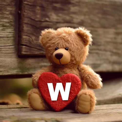 W Name Dp - bear with heart