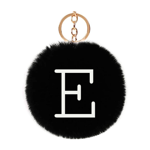 E Letter - black keychain