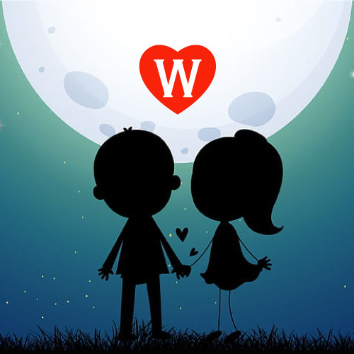 W Name Image - couple with heart 