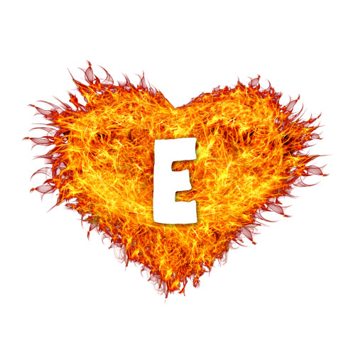 E Name Pic - fire heart
