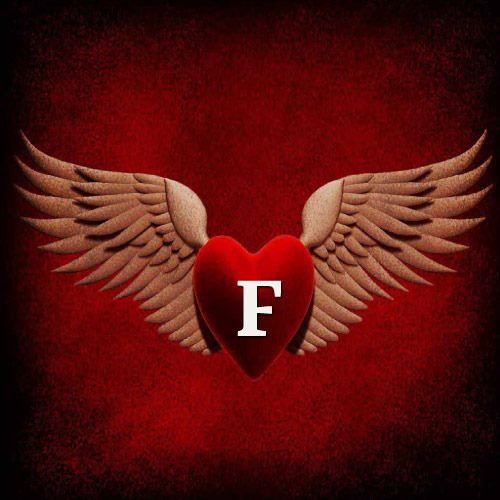 F Name Image - flying red heart