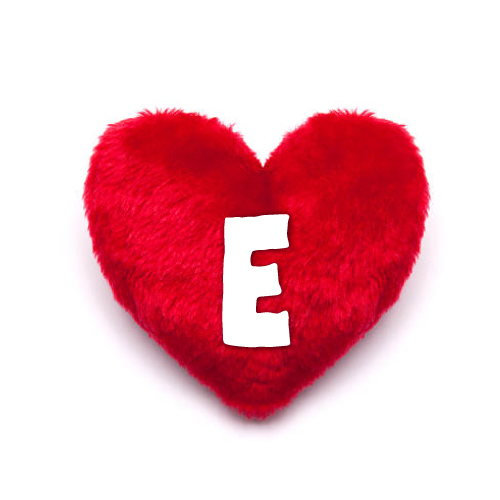 E Name Image - heart pillow