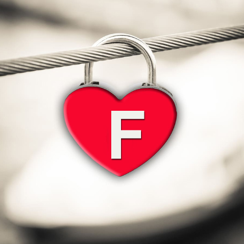 F Name Pic - heart shaped lock