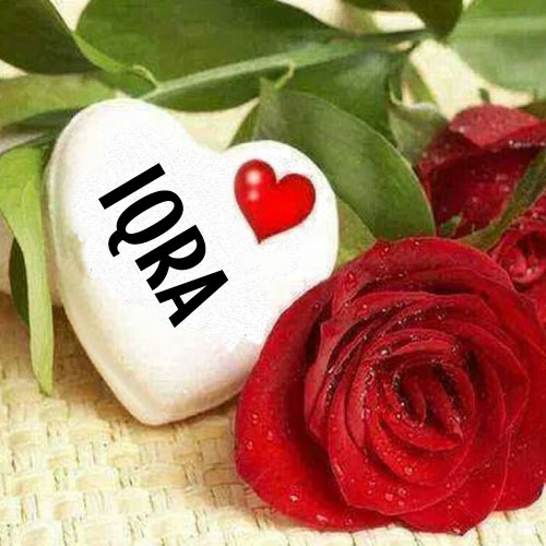 Iqra Name Pic - heart with flower