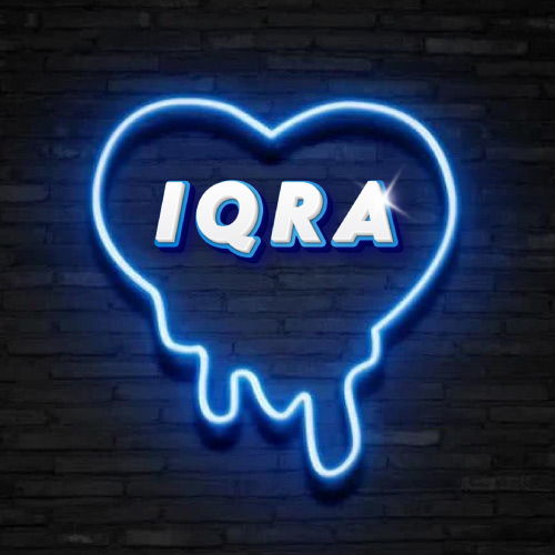 Iqra Name Pic - neon heart on wall