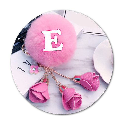 E Name Image - pink keychain