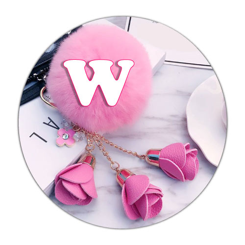 W Name Photo - pink keychain