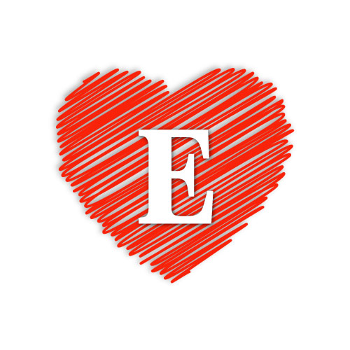 E Name Dp - red outline heart 