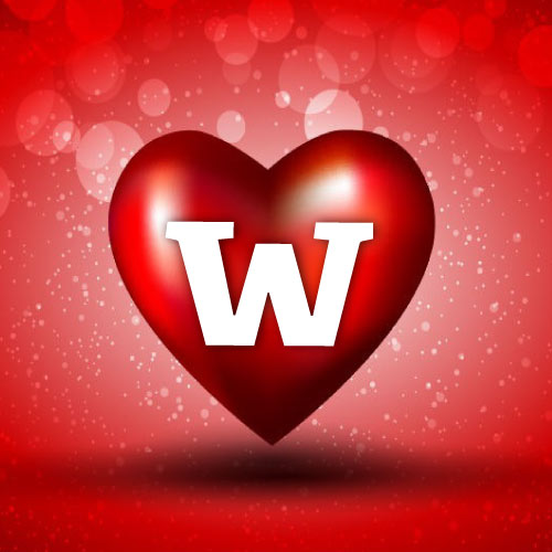 W Name Wallpaper - shining background with heart