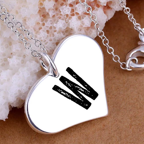 W Name Pic - white heart necklace