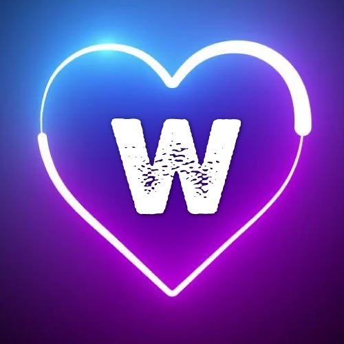 W Name Image - white outline heart