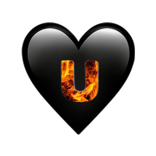 U Name Image - fire text on heart