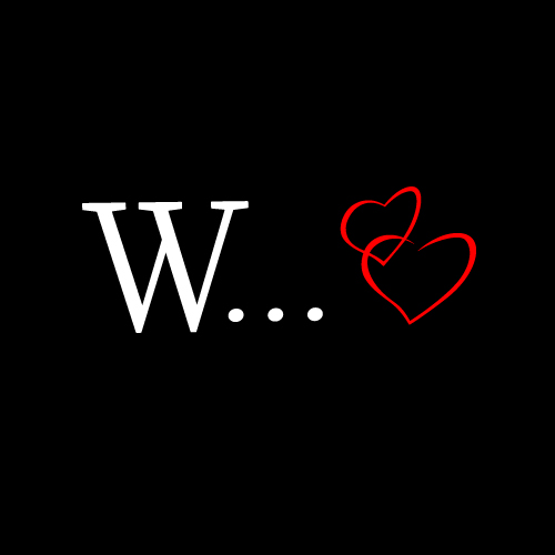 W Name Picture - red outline heart