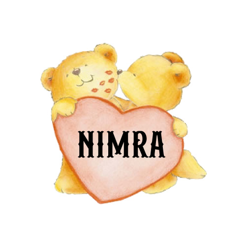 bear hand pink heart Nimra Name Image -bear kissing