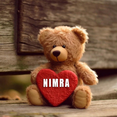 beautiful bear with heart Nimra Name Photo - bear with red heart