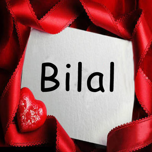 red heart with card Bilal Name Pic - beautiful card