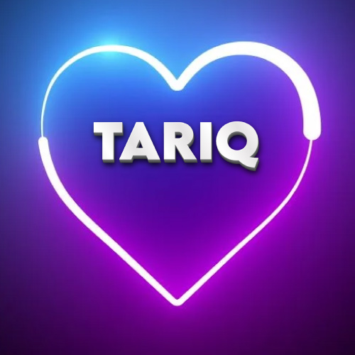 glowing outline heart Tariq Name Picture - gradient background outline heart