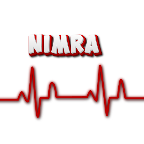 red outline with 3d text Nimra Name Photo - heart beat