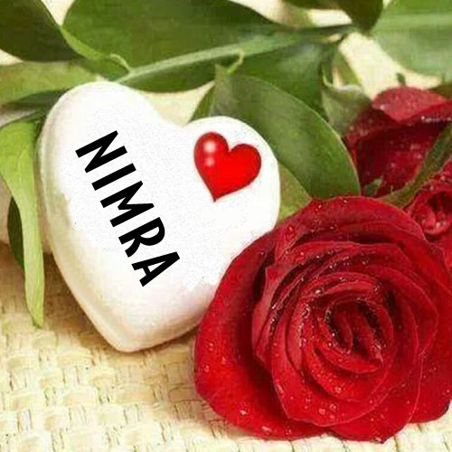 white heart with red rose Nimra Name Dp - heart with rose