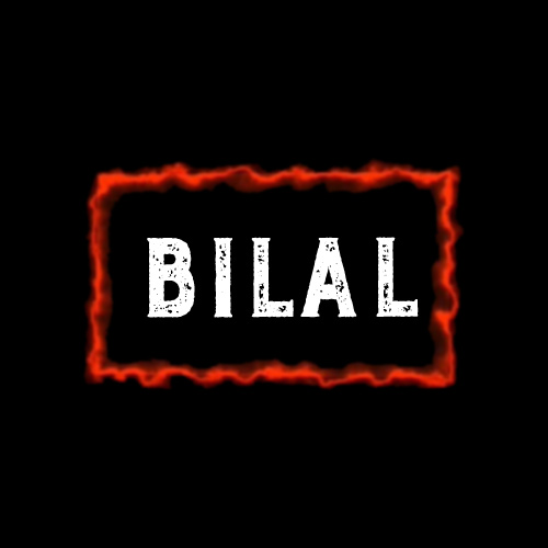 glowing outline box Bilal Name Photo - neon outline box