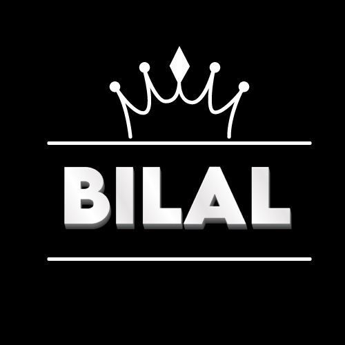 outline crown with 3d text Bilal Name for Status