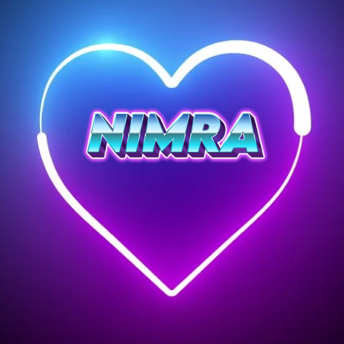 glowing outline heart Nimra Name Pic - outline heart with gradient background
