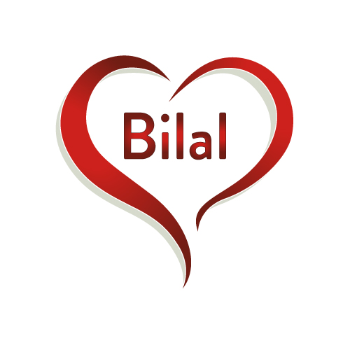 outline heart with bilal name Bilal Name Pic - outline heart