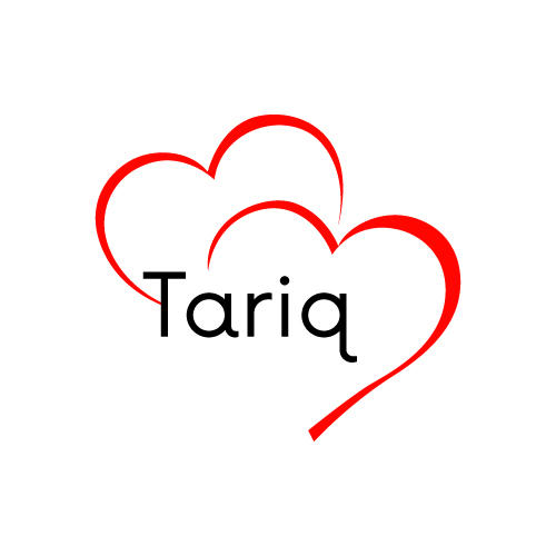 red outline heart with text Tariq Name Image - red outline heart with text