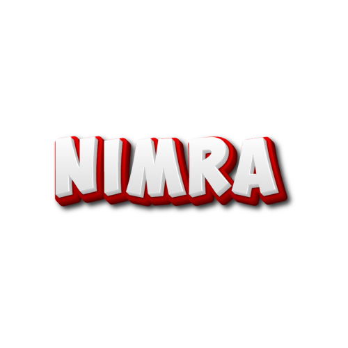 3d Nirman text Nimra Name Pic - white red 3d text